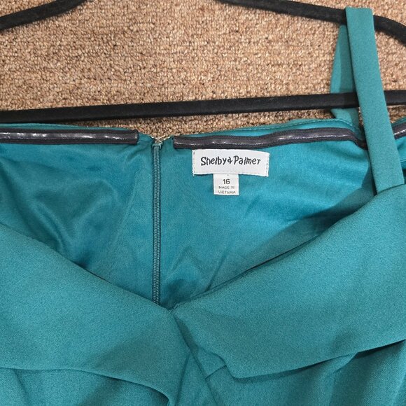 Shelby + Palmer Off The Shoulder Split Flare Leg Jumpsuit in sz Sz 16 Pre-owned - Picture 8 of 8